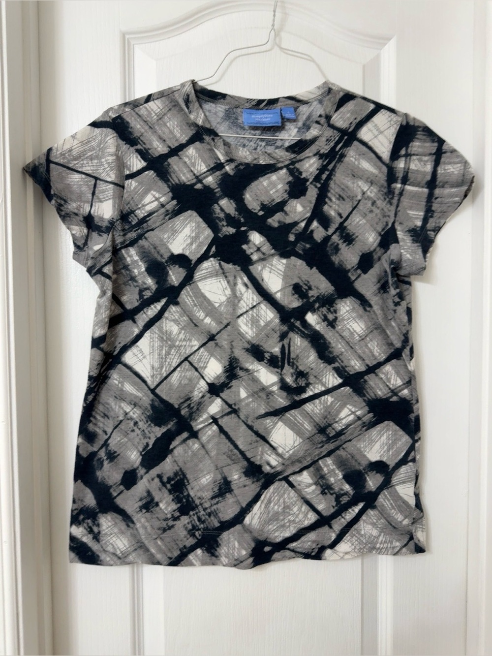 Simply Vera Vera Wang Black Brushstroke Abstract Cotton Short Sleeve T-Shirt L